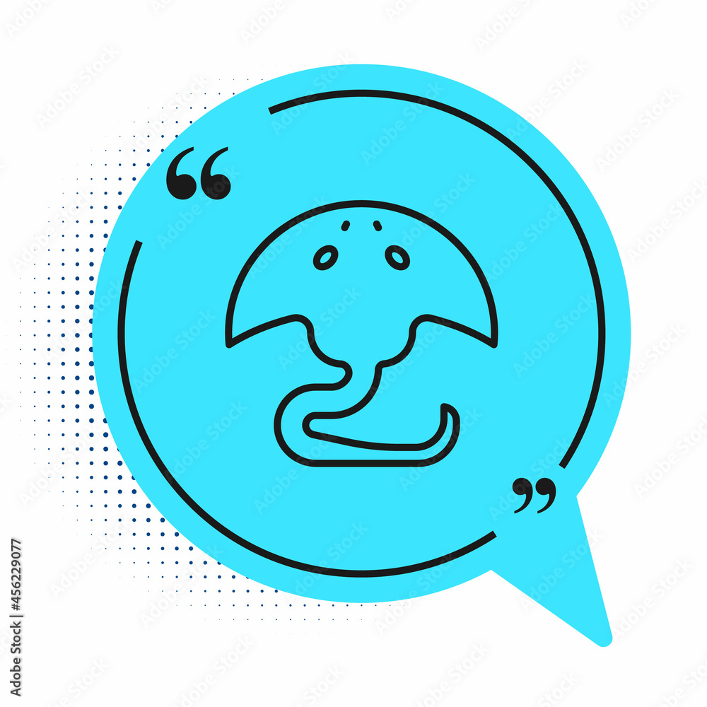 Black line Stingray icon isolated on white background. Blue speech bubble symbol. Vector