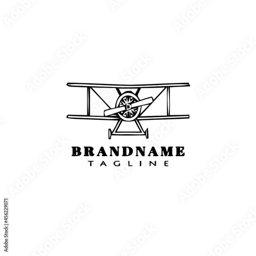 biplane logo cartoon icon design template black cute vector illustration
