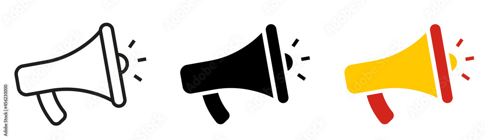 Megaphone simple icons set. Loudspeaker icon vector Megaphone simple icons set. Loudspeaker icon vector