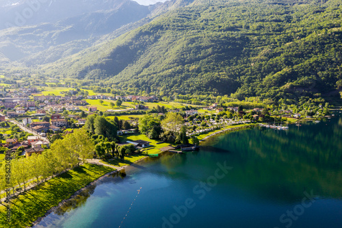 Lake Como, Italy, Baia of Piona, aerial view