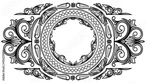 Decorative black and white ornate retro design blank