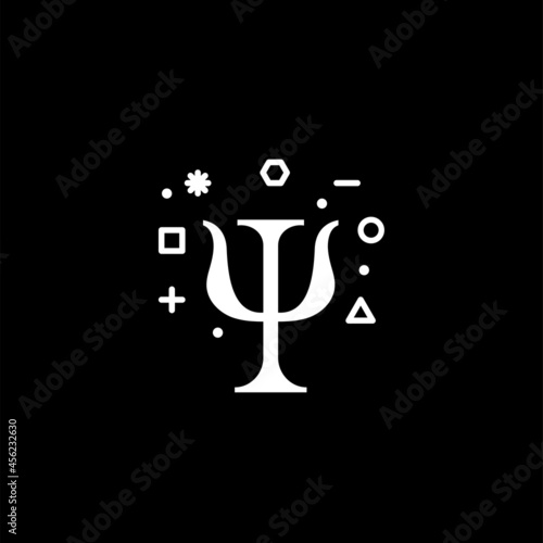 Letter psi with geometric abstract shapes. Psychology modern logo photo