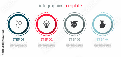 Set Chemical formula, explosion, Test tube and flask and . Business infographic template. Vector