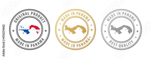 Made in Panama - set of stamps with map and flag. Best quality. Original product.