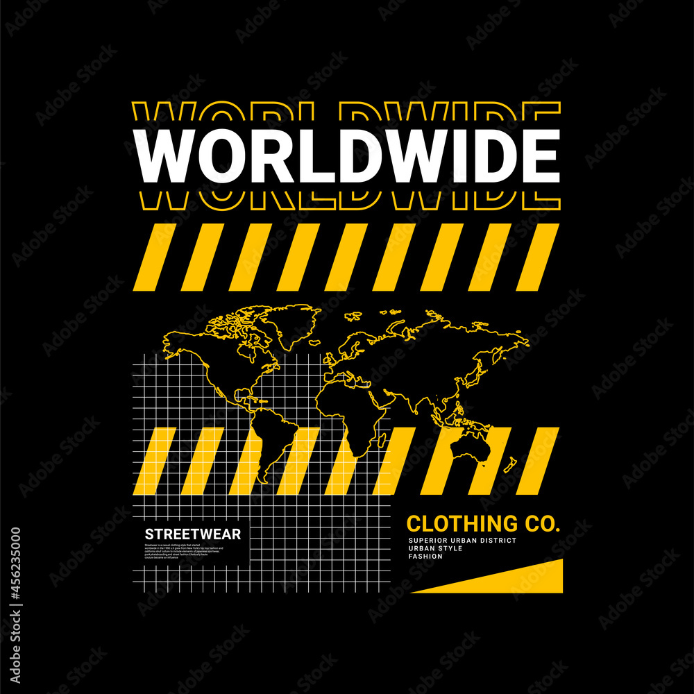 Obraz premium Worldwide writing design, suitable for screen printing t-shirts, clothes, jackets and others