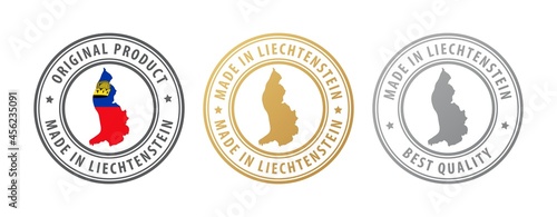 Made in Liechtenstein - set of stamps with map and flag. Best quality. Original product.