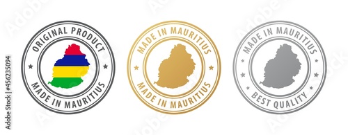 Made in Mauritius - set of stamps with map and flag. Best quality. Original product.