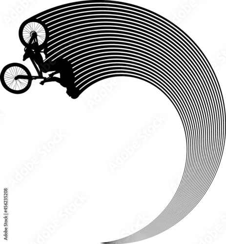 MTB rider performing a somersault silhouette
