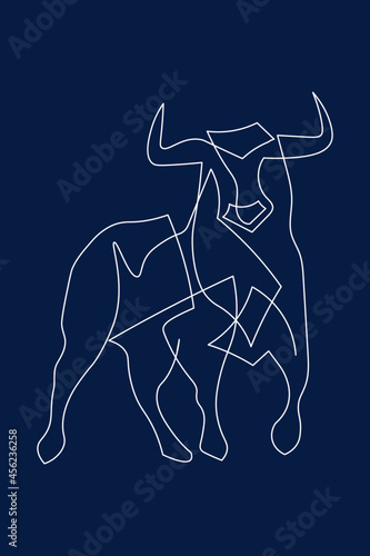 Chinese new year 2021 year of the cow, black line art character, simple hand drawn asian element craft style background. 
