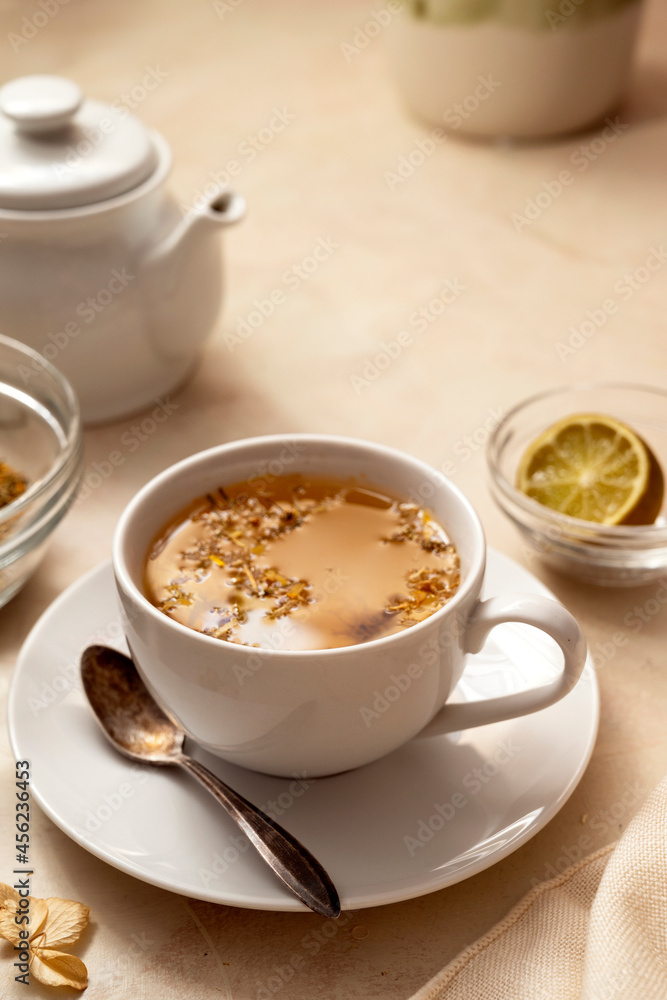Cup of tea. Warm delicious cup of refreshing herbal tea. Cup of tea. Warm delicious cup of refreshing herbal tea.