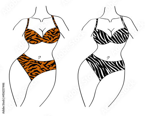 Beautiful curvy body in wildlife bikini