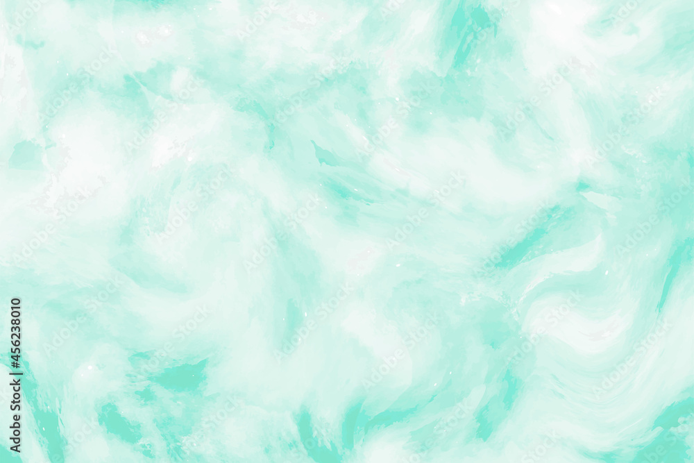 Mint green gradient watercolor vector background. Hand drawn aquarelle texture. Light green background.