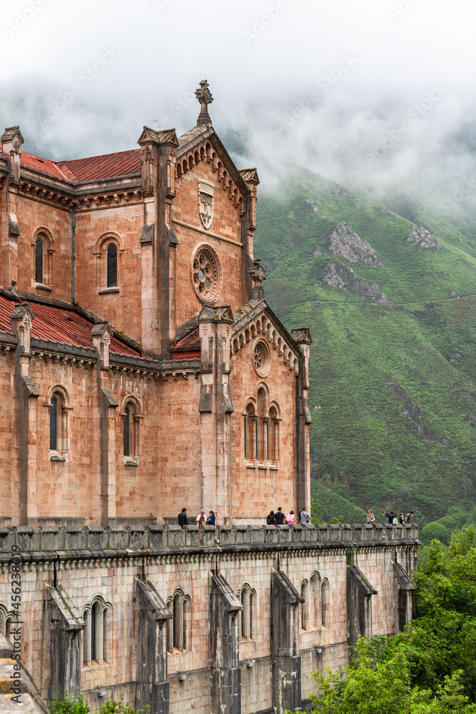 Basilica of Covadonga in the mountains of Asturias. Spain