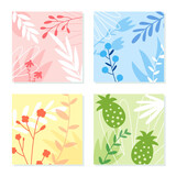 Set of abstract floral cards.