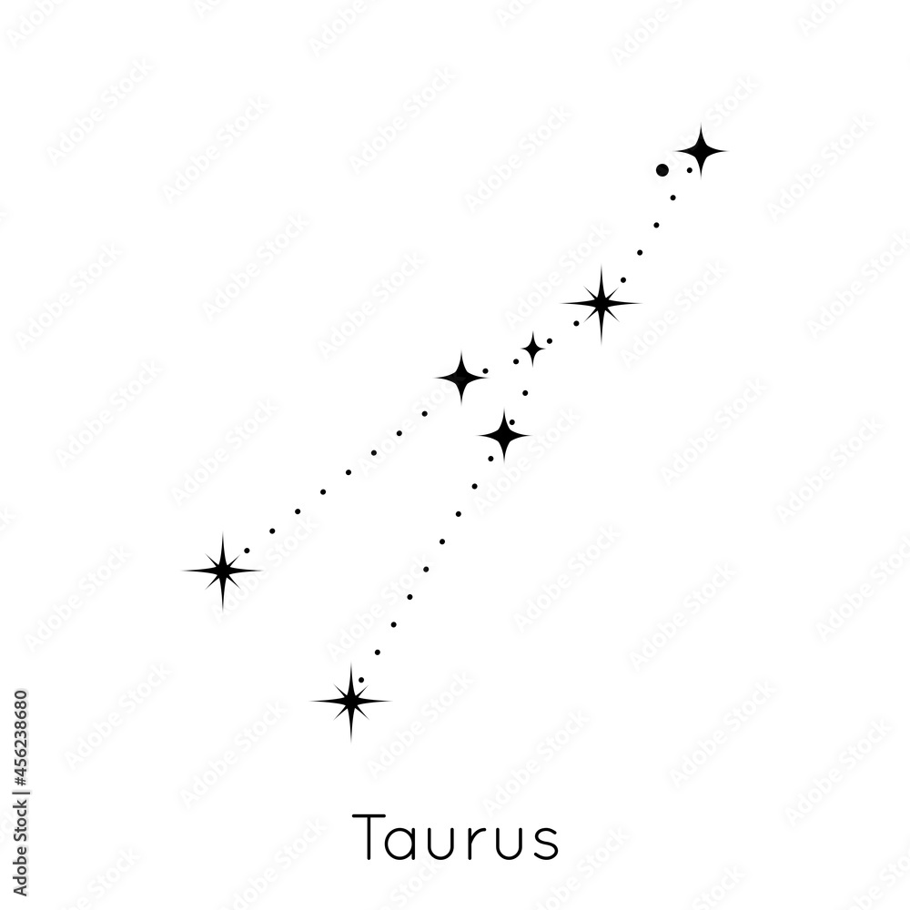 Obraz premium Zodiac constellation sign Taurus. Celestial Astrological Horoscope symbol on white background. Vector Illustration