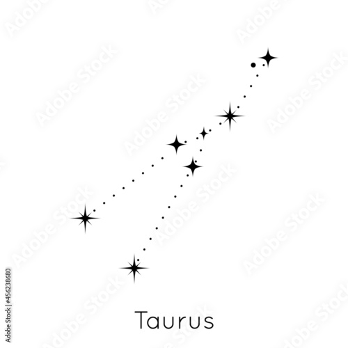 Zodiac constellation sign Taurus. Celestial Astrological Horoscope symbol on white background. Vector Illustration