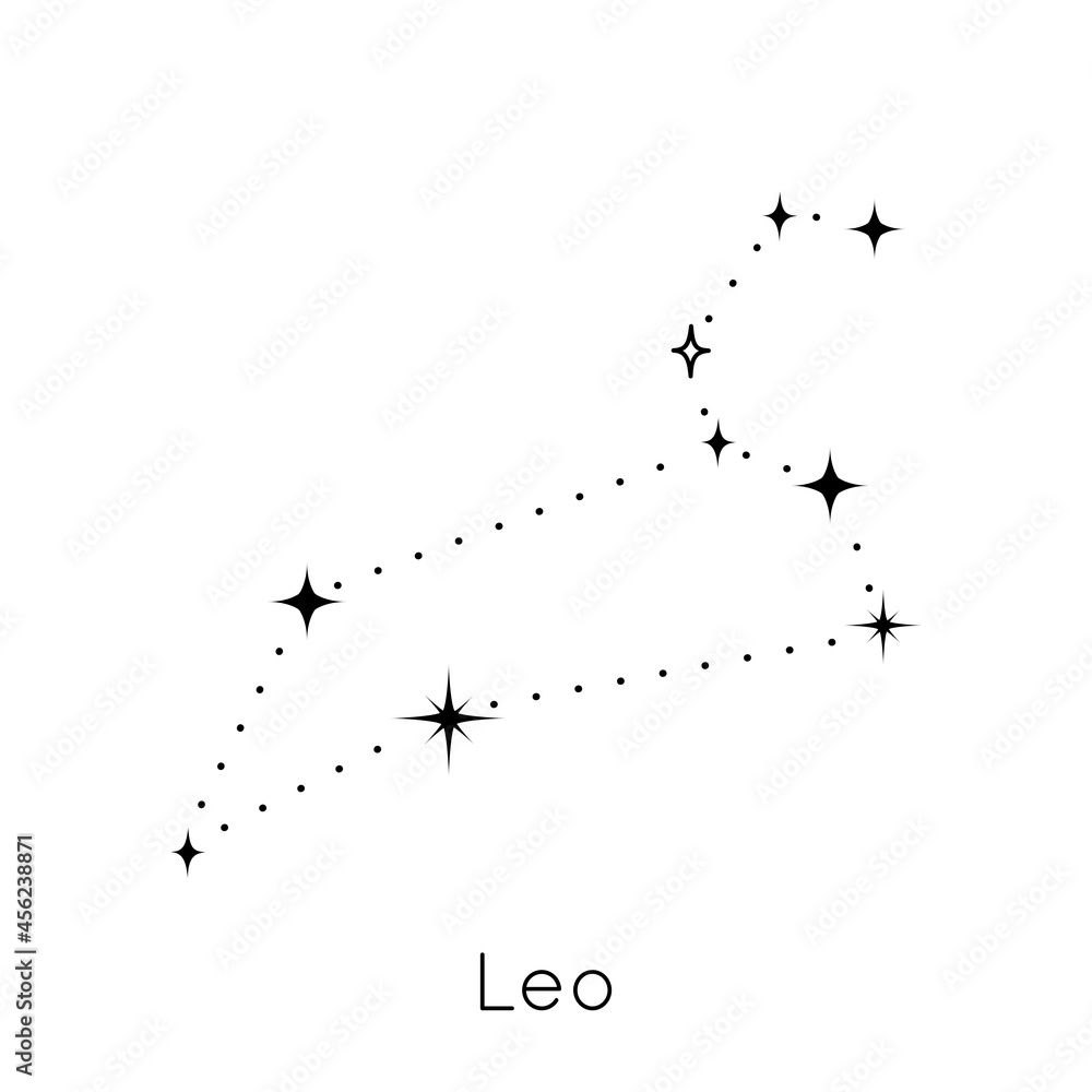 Obraz premium Zodiac constellation sign Leo. Celestial Astrological Horoscope symbol on white background. Vector Illustration