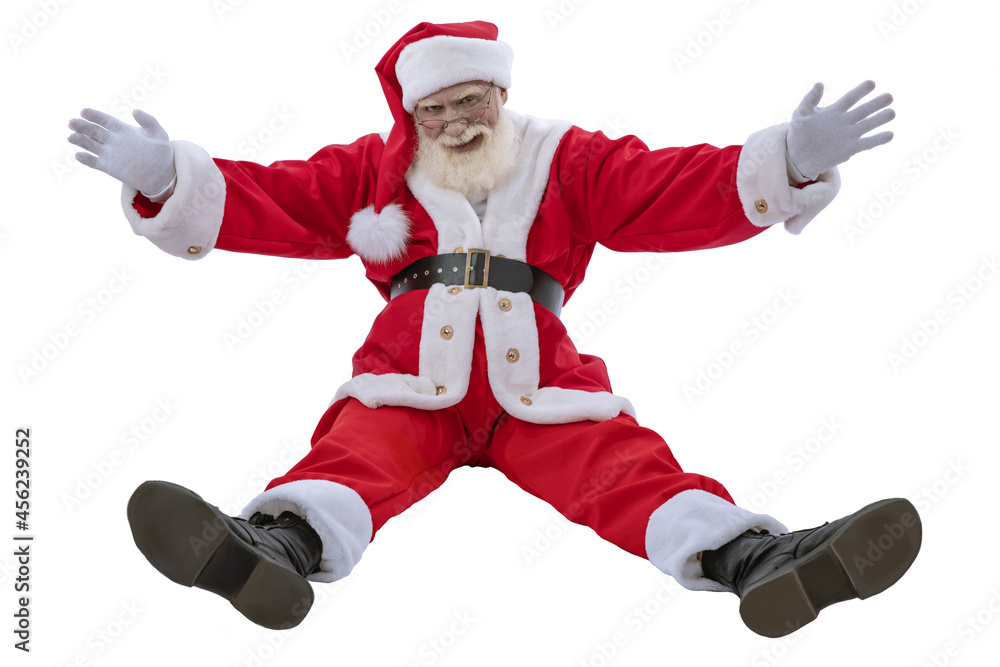 Santa Claus sitting on the floor on white background isolated Santa Claus sitting on the floor on white background isolated