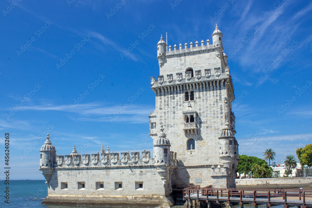 Belem tower from the east in Lisbon Portugal