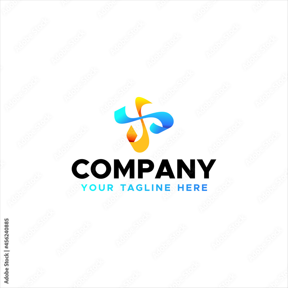 Abstract Ribbon Logo Gradient Brand For Company
