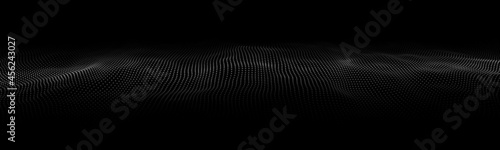 Wave of particles. Digital wave background concept. Abstract technology background. Big data visualization. Vector illustration.