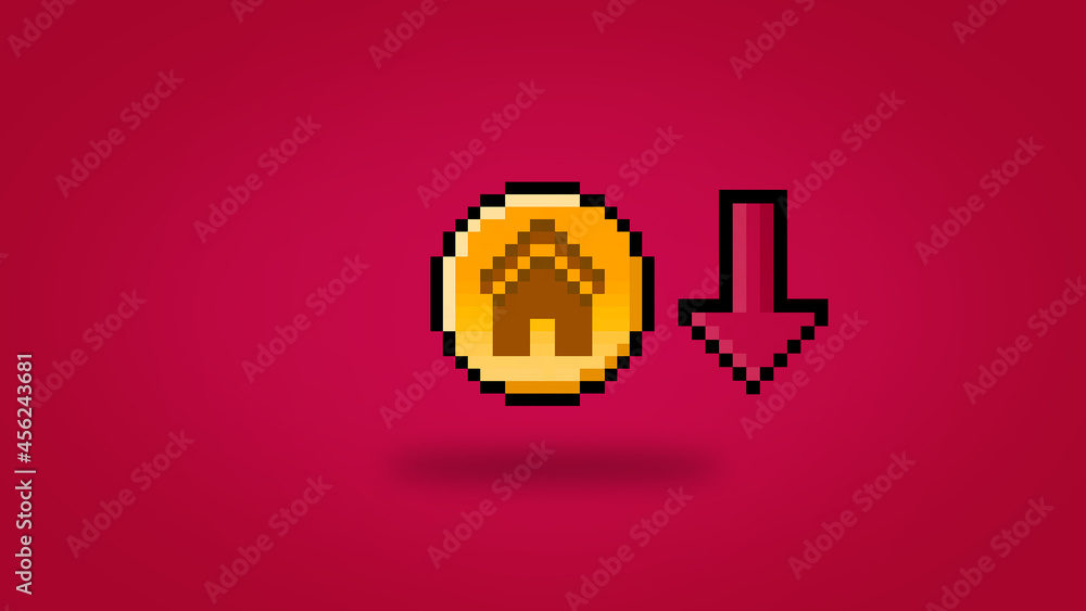 Pixe 8 bit housing coin decreasing in value - high res 4k background Pixe 8 bit housing coin decreasing in value - high res 4k background