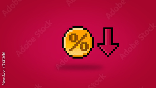 Pixe 8 bit percentage coin decreasing in value - high res 4k background