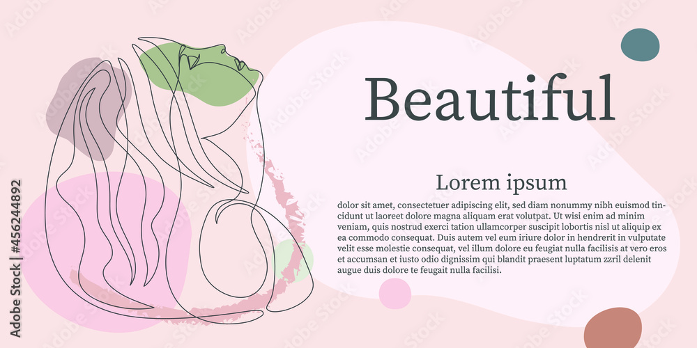 Obraz premium Surreal Faces Continuous line, drawing of set faces and hairstyle, fashion concept, woman beauty minimalist, vector illustration pretty sexy. Contemporary portrait