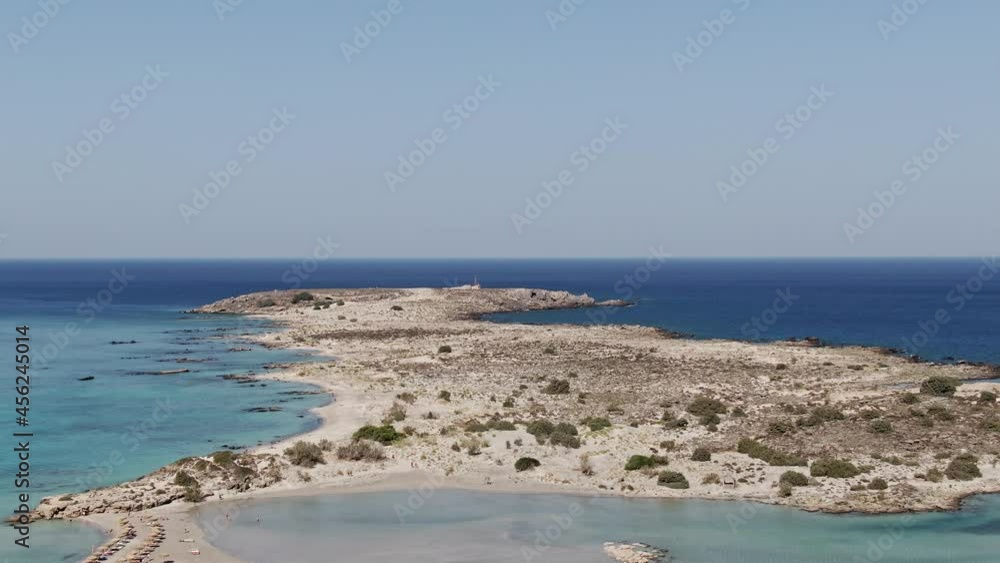 Beautiful sandy island and wild beaches near island of Crete, aerial view Beautiful sandy island and wild beaches near island of Crete, aerial view