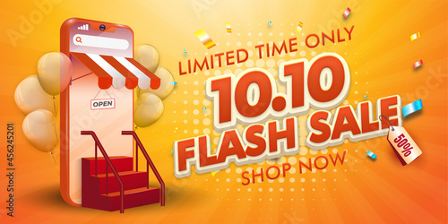 10.10 online shopping day sale banner template