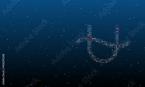 On the right is the zodiac ophiuchus symbol filled with white dots. Background pattern from dots and circles of different shades. Vector illustration on blue background with stars photo