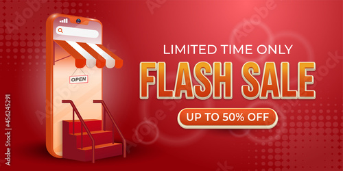 Flash sale online shopping day banner template