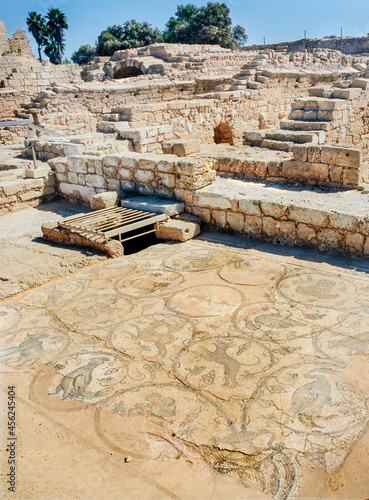 Roman's house ruins in Caesarea, a millenary and biblical city built by King Herodes, the Great, around 20 B.C.. Israel, Aug 2008  photo