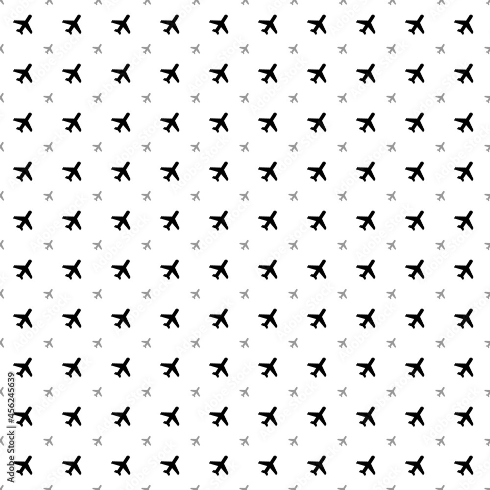 Square seamless background pattern from black plane symbols are different sizes and opacity. The pattern is evenly filled. Vector illustration on white background Square seamless background pattern from black plane symbols are different sizes and opacity. The pattern is evenly filled. Vector illustration on white background