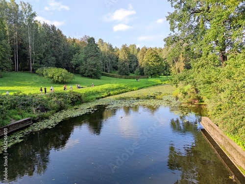 lake in the park with people