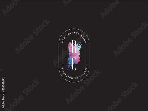 Letter RC Logo, Creative rc r c  Logo Icon Vector for floral wedding, anniversary celebration