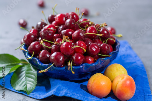 Bowl with fresh ripe sour kriek cherry berry