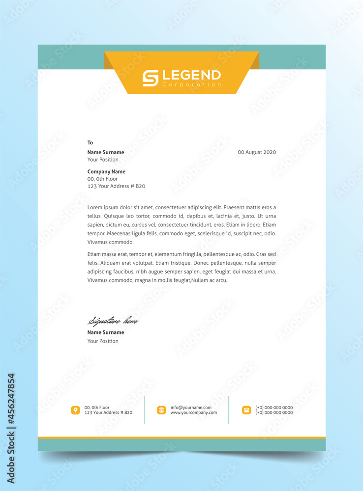 Business letterhead Modern Creative & Clean corporate style project design print with vector & illustration Business letterhead Modern Creative & Clean corporate style project design print with vector & illustration