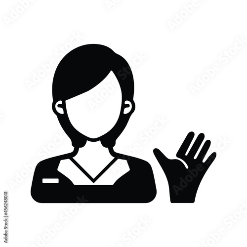 Advise, avatar icon. Black vector graphics.