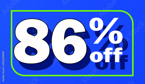 Sale tag 86 percent off - blue - for promotion offers and discounts