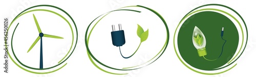 Umwelt Symbole für grünen Strom im Set. Vektor