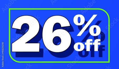 Sale tag 26 percent off - blue - for promotion offers and discounts