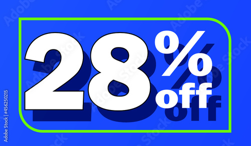 Sale tag 28 percent off - blue - for promotion offers and discounts