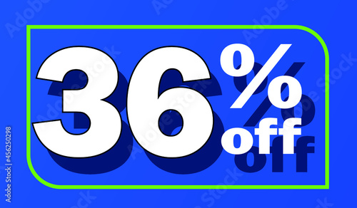 Sale tag 36 percent off - blue - for promotion offers and discounts