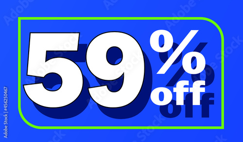 Sale tag 59 percent off - blue - for promotion offers and discounts