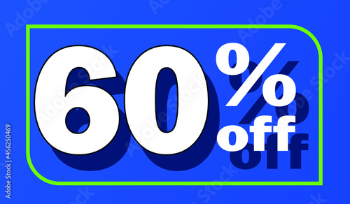 Sale tag 60 percent off - blue - for promotion offers and discounts