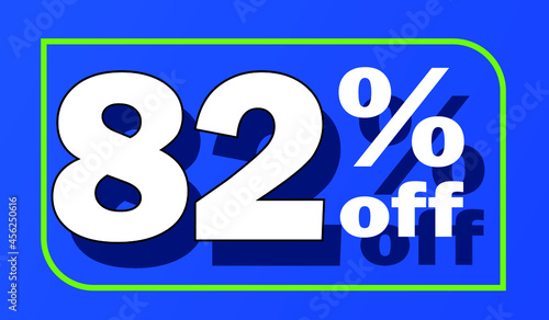 Sale tag 82 percent off - blue - for promotion offers and discounts