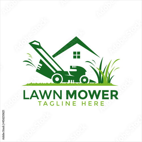 Lawn mower home service vector design template