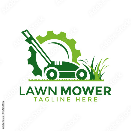 Lawn mower maintenance and repairing vector design template