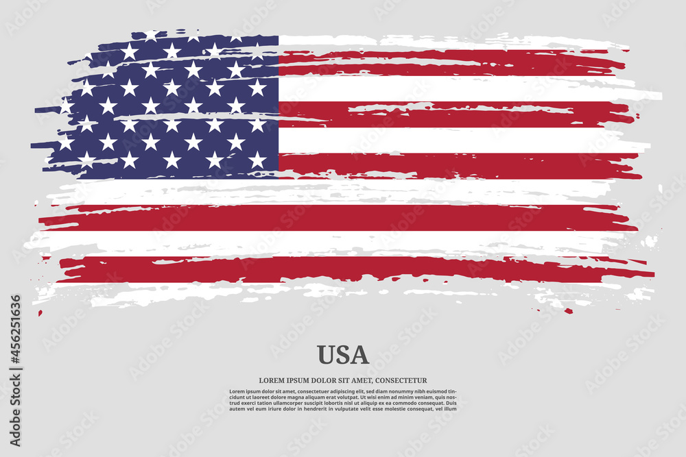USA flag with brush stroke effect and information text poster, vector ...